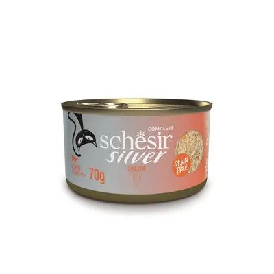 Schesir Silver Complete, Senior Years 11+, kip, 70g, graanvrij.