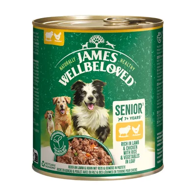 James Wellbeloved Senior 7+ ans, riche en agneau et poulet avec riz et légumes, pâtée pour chiens, hypoallergénique, emballage recyclable, 390 g