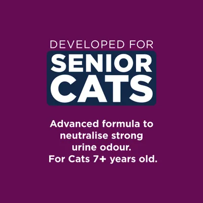 Developed for senior cats. Advanced formula to neutralise strong urine odour. For cats 7 years and older.