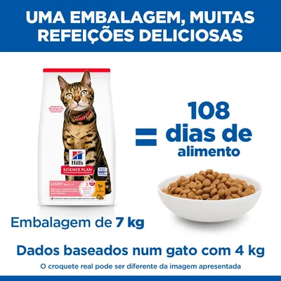 Hill's Adult Light com frango ração para gatos