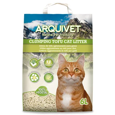 Arquivet Clumping Tofu Kattenbakvulling, 6L. Kenmerken: klontvormend, super absorberend, geurcontrolerend, 100% biologisch afbreekbaar, 100% plantaardig.