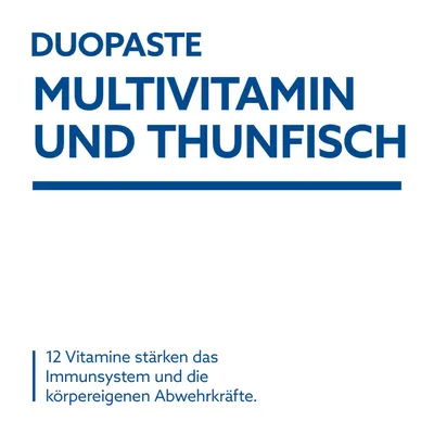 Duopaste Multivitamin und Thunfisch. 12 Vitamine stärken das Immunsystem und die körpereigenen Abwehrkräfte.