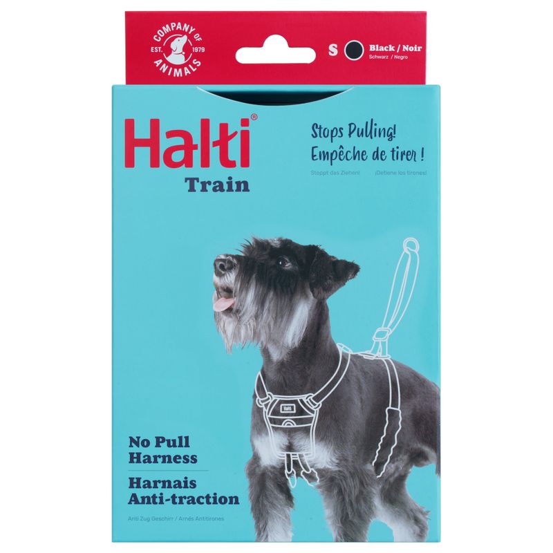 Halti Train No Pull Harness, Größe S, Farbe Schwarz. Stoppt das Ziehen. Anti-Zug Design.