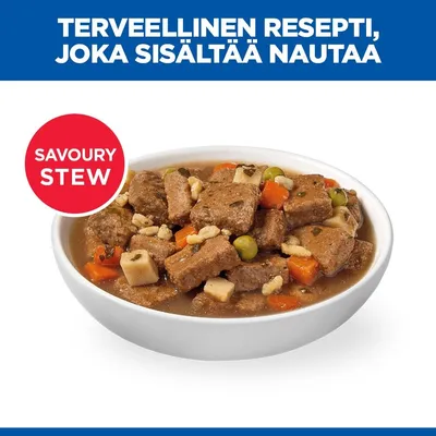 Terveellinen resepti naudanlihalla. Savoury Stew -muhennos kulhossa, jossa on lihapaloja, herneitä ja porkkanoita. Terveellinen resepti naudanlihalla. Savoury Stew -muhennos kulhossa, jossa on lihapaloja, herneitä ja porkkanoita.