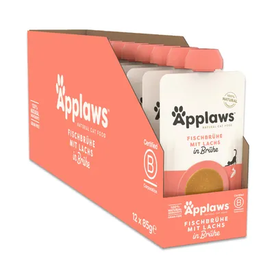 Applaws Natural Cat Food Kalaliemi lohella liemessä, 12 x 85 g, 100 % luonnolliset ainesosat, viljaton, Certified B Corporation.