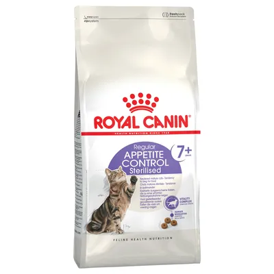 Royal Canin Regular Appetite Control Sterilised 7+ ani, hrană uscată pentru pisici sterilizate cu tendință de supraalimentare. Vitality Complex și reglarea nutrienților.