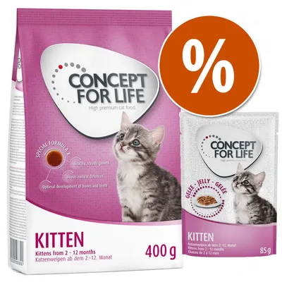 Concept for Life Kitten: 400 g pienso + 12 x 85 g bolsitas - Pack de prueba