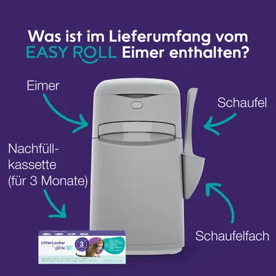 Litter Genie EasyRoll Katzenstreu-Entsorgungseimer, grau