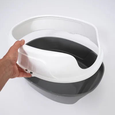 zooplus Basics kattenbak met rand - grijs / wit