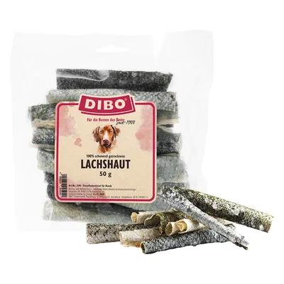 DIBO salmon skin, 100% gently dried, 50 g. Single feed for dogs.
