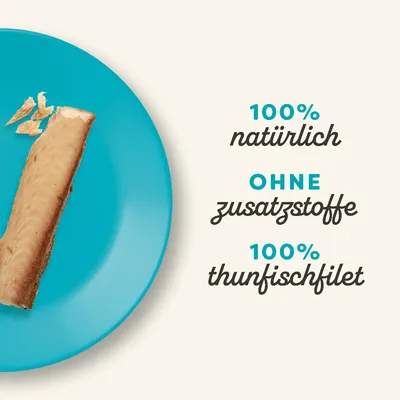 100% natürlich, ohne Zusatzstoffe, 100% Thunfischfilet.