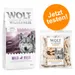 Wolf of Wilderness Kombi-Paket: Adult Trockenfutter + 3 x Kaninchenohren mit Fell Snacks