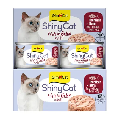 Sparpaket GimCat ShinyCat Filet in Jelly 12 x 70 g - Thunfisch & Hühnchen Mix Sparpaket GimCat ShinyCat Filet in Jelly 12 x 70 g - Thunfisch & Hühnchen Mix