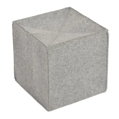 Grey cube made of felt material, suitable as storage box or seat.