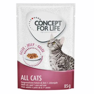 Concept for Life All Cats Gelee. Ενήλικες γάτες από 1 έτους. Σακουλάκι 85g με τροφή για γάτες σε ζελέ.