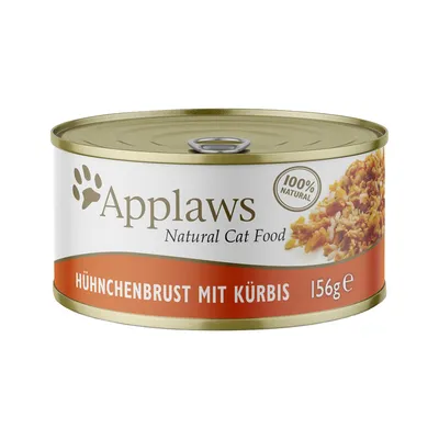 Applaws Natural Cat Food, kananrintaa ja kurpitsaa, 156 g tölkki, 100 % luonnollinen.