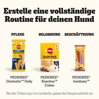 Sparpaket Pedigree Leckerbissen: Kau-Happen Huhn & Ente & Mini-Happen Käse & Rind Sparpaket Pedigree Leckerbissen: Kau-Happen Huhn & Ente & Mini-Happen Käse & Rind