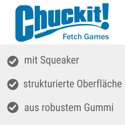 Chuckit! Fetch Games. Mit Squeaker, strukturierte Oberfläche, aus robustem Gummi.