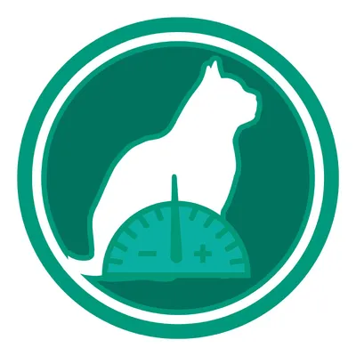 Ikona siluety mačky s polkruhovým meračom a symbolmi plus a mínus pod ňou