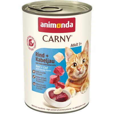 animonda Carny Adult 1+ Nauta + Turska persiljanjuurilla, 100 % tuoreita ainesosia, korkea eläinproteiinipitoisuus, ilman lisättyä viljaa ja sokeria animonda Carny Adult 1+ Nauta + Turska persiljanjuurilla, 100 % tuoreita ainesosia, korkea eläinproteiinipitoisuus, ilman lisättyä viljaa ja sokeria