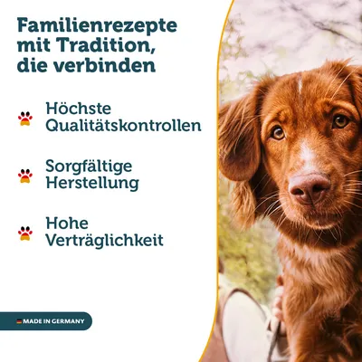 Familienrezepte mit Tradition: Höchste Qualitätskontrollen, sorgfältige Herstellung, hohe Verträglichkeit. Made in Germany.