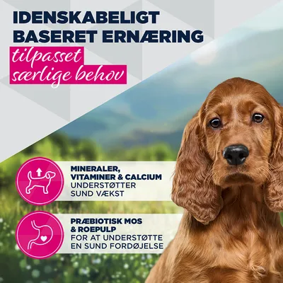 Mineraler, vitaminer og calcium understøtter sund vækst. Præbiotisk MOS og roefibre fremmer en sund fordøjelse. Tilpasset ernæring til særlige behov.