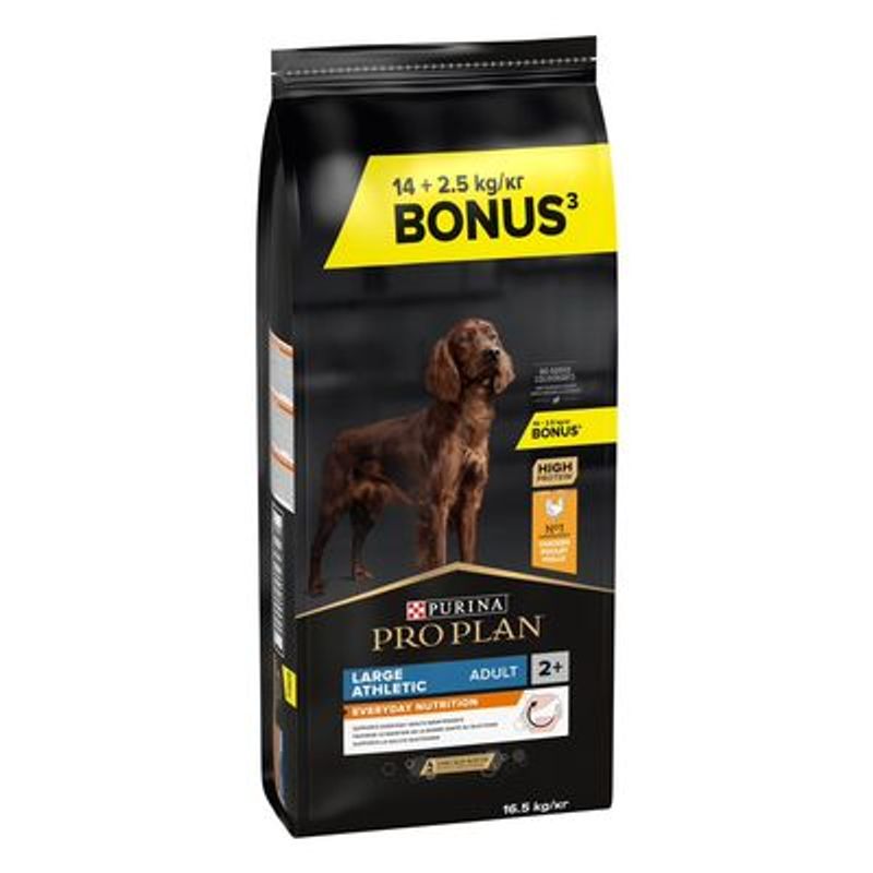 14 kg of 12 kg + 2 kg / 2,5 kg gratis Purina Pro Plan droogvoer voor honden Bonusbag 16,5 kg