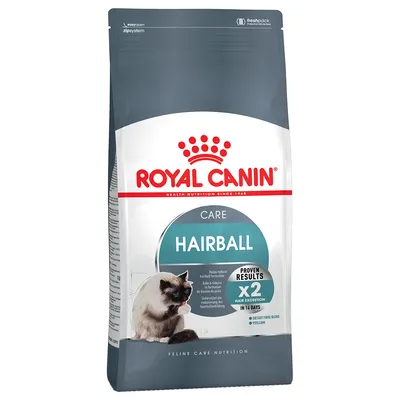 Royal Canin Hairball Care, hrană pentru pisici pentru reducerea formării ghemurilor de păr. Rezultate dovedite: de 2 ori mai puține ghemuri de păr în 14 zile. Feline Care Nutrition.