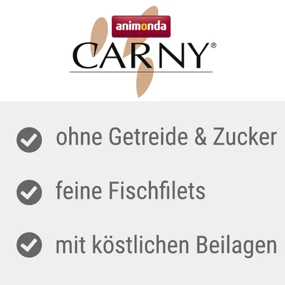 Animonda Carny. Ohne Getreide & Zucker, feine Fischfilets, mit köstlichen Beilagen.