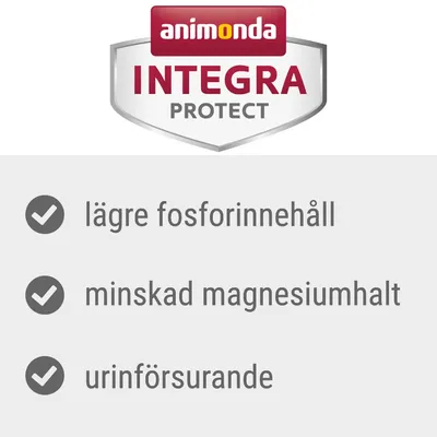 animonda INTEGRA PROTECT: lägre fosforinnehåll, minskad magnesiumhalt, urinförsurande