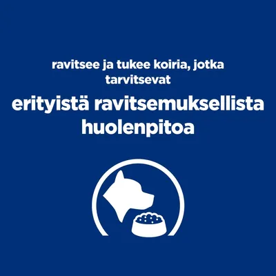ravitsee ja tukee koiria, jotka tarvitsevat erityistä ravitsemuksellista huolenpitoa