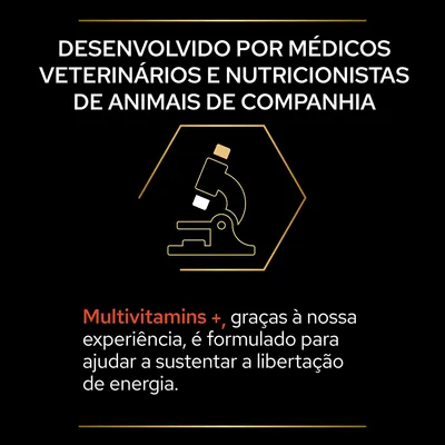 Desenvolvido por médicos veterinários e nutricionistas de animais de companhia. Multivitamins +, graças à nossa experiência, é formulado para ajudar a sustentar a libertação de energia.