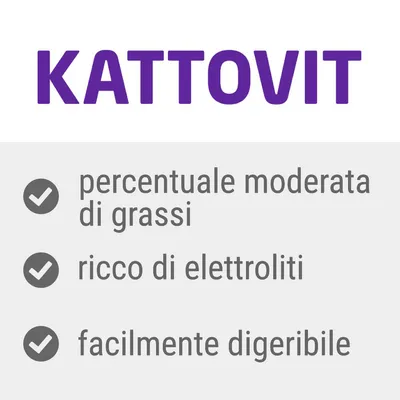 KATTOVIT, percentuale moderata di grassi, ricco di elettroliti, facilmente digeribile