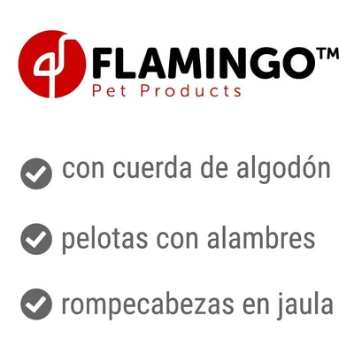 FLAMINGO Pet Products. con cuerda de algodón, pelotas con alambres, rompecabezas en jaula