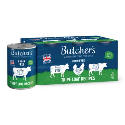 Butcher's Grain Free Tripe Loaf Recipes 6 x 400g - Mixed Pack Butcher's Grain Free Tripe Loaf Recipes 6 x 400g - Mixed Pack