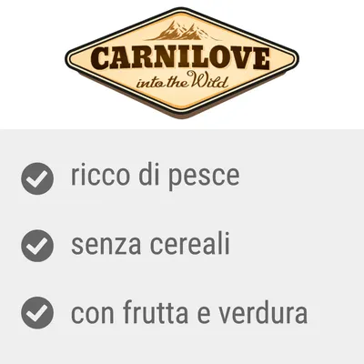 Carnilove into the Wild. ricco di pesce, senza cereali, con frutta e verdura