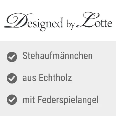 Designed by Lotte. Stehaufmännchen, aus Echtholz, mit Federspielangel.