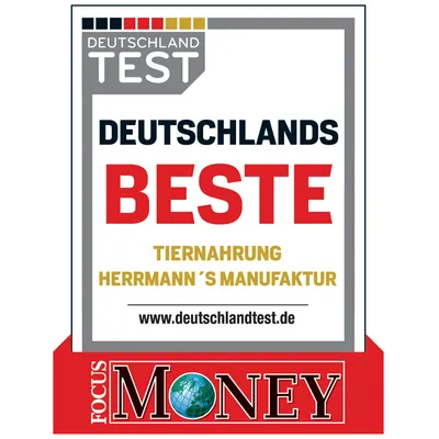 Deutschlands Beste Tiernahrung Herrmann's Manufaktur, premiat de Deutschland Test și Focus Money. Informații suplimentare pe www.deutschlandtest.de.