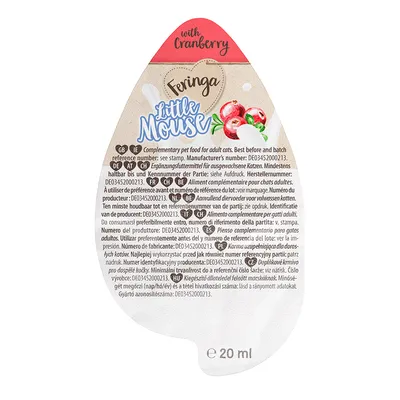 Feringa Little Mouse kompletteringsfoder för vuxna katter med tranbär, 20 ml. Tillverkare: DE03452000213.