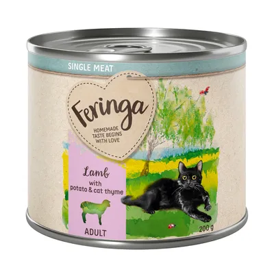 Feringa Single Meat Adult, Lamb mit Kartoffel und Katzenminze, 200g. Homemade taste begins with love.