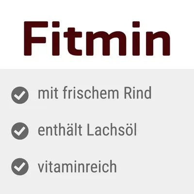 Fitmin. Свежее мясо говядины, содержит лососевое масло, богат витаминами.