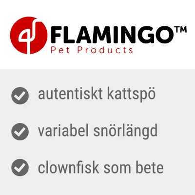 FLAMINGO Pet Products. autentiskt kattspö, variabel snörlängd, clownfisk som bete.