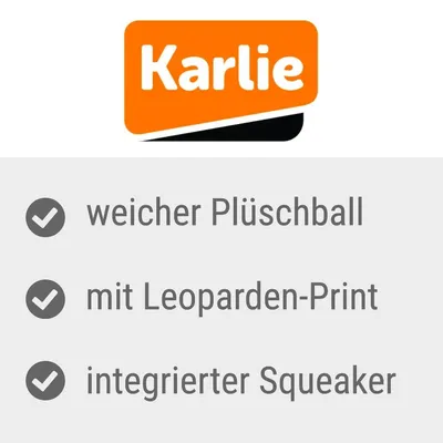 Karlie. Weicher Plüschball mit Leoparden-Print und integriertem Squeaker.