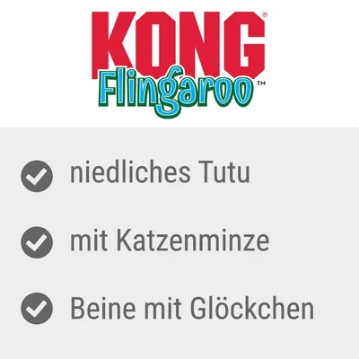 KONG Flingaroo. Niedliches Tutu, mit Katzenminze, Beine mit Glöckchen.