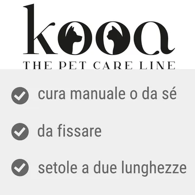 kooa THE PET CARE LINE. cura manuale o da sé, da fissare, setole a due lunghezze.