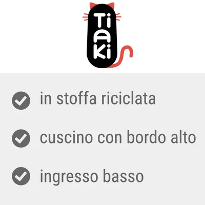 Tiaki. In stoffa riciclata, cuscino con bordo alto, ingresso basso.