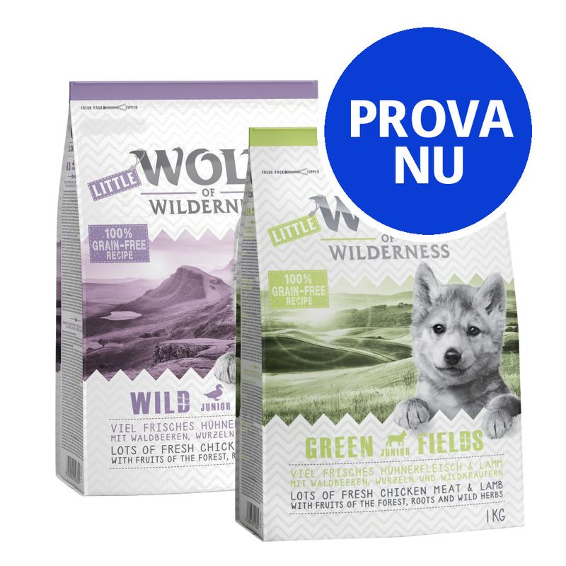 Blandat provpack: Little Wolf of Wilderness Junior (2 x 1 kg)