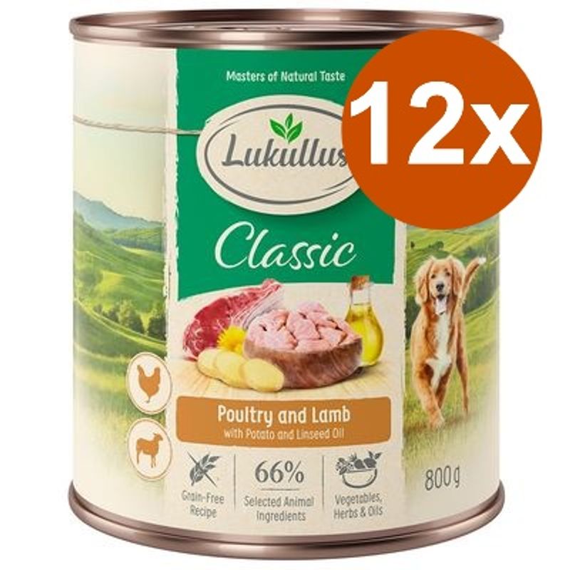 Ekonomipack: 12 x 800 g Lukullus Naturkost Adult Grain Free