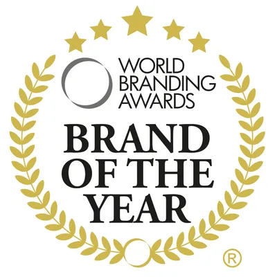 World Branding Awards, Brand of the Year, mit goldenen Lorbeerkränzen und fünf Sternen.