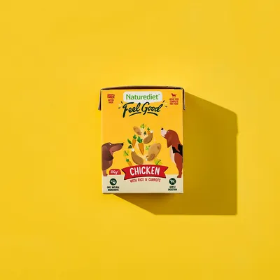 Naturediet Feel Good Chicken with Rice & Carrots, 390g. Only natural ingredients, gentle digestion. Adult dog complete wet food.